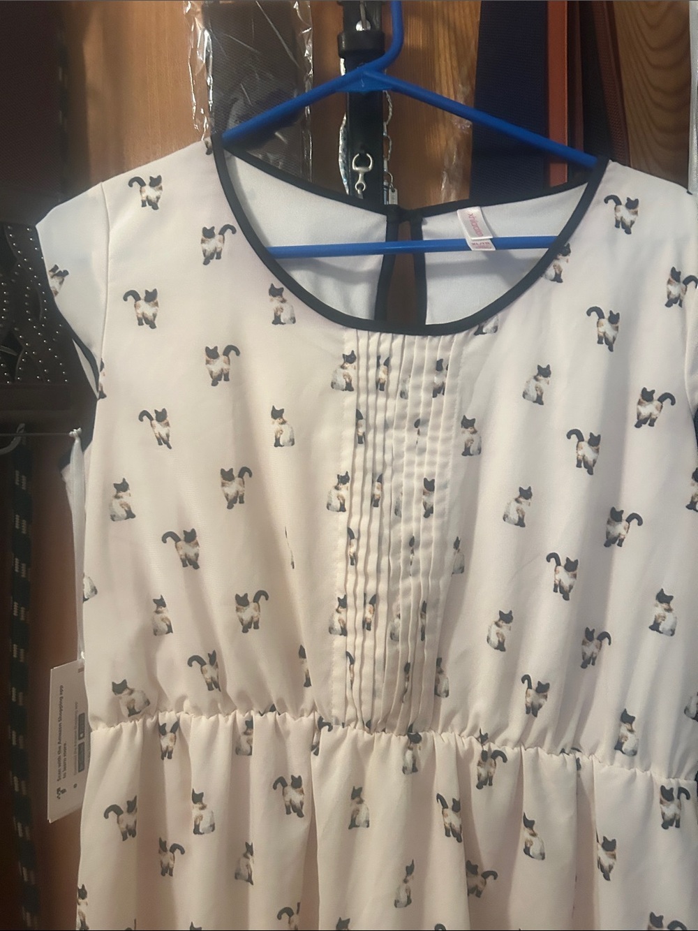 Xhilaration XL Siamese Cat Print Fit & Flare Dress Ivory Lined